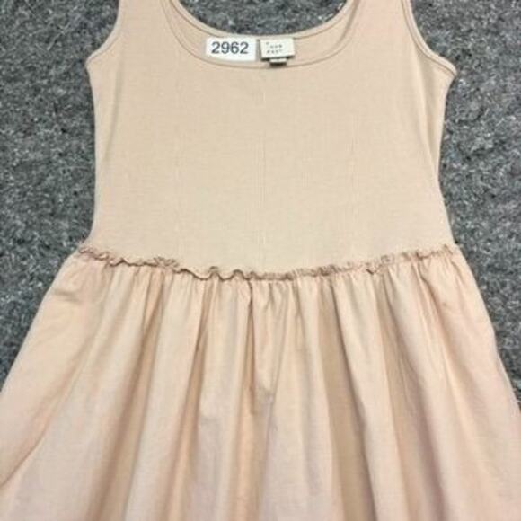 A New Day Tank Dress S Midi Pink Taupe Ballet Dress Side Pockets Contrast Fabric - Picture 9 of 10